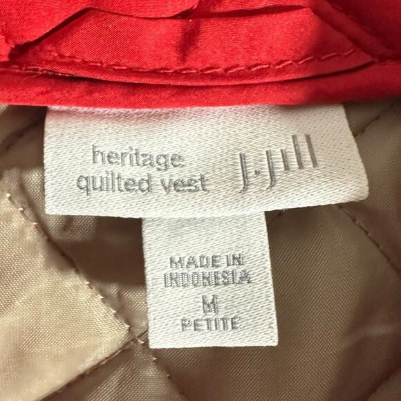 J Jill Quilted Puffer Vest Women’s Size Medium Red Full Zip Sleeveless Active - Picture 5 of 7